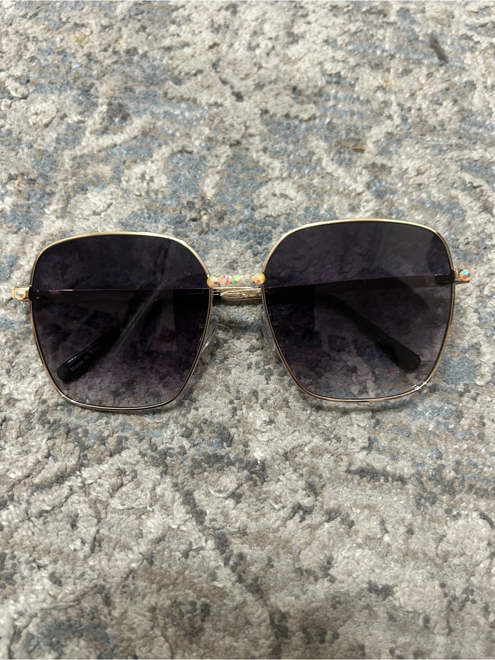 Gold Frame Sunglasses with Dark Gray Lenses